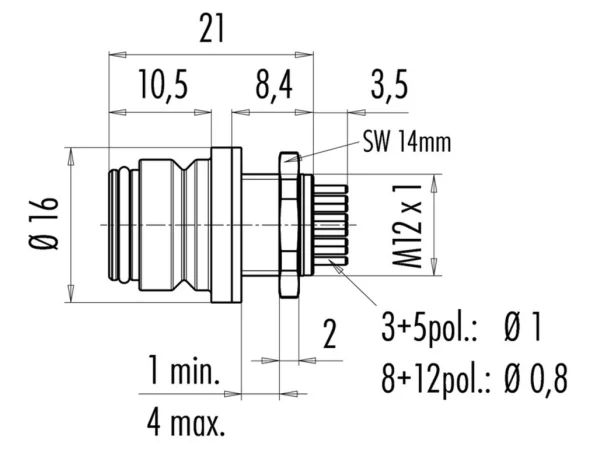 Female panel mount connector