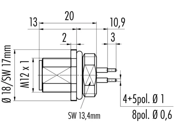 Male panel mount connector