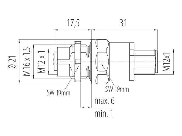 M12 Lead-trough for control cabinet