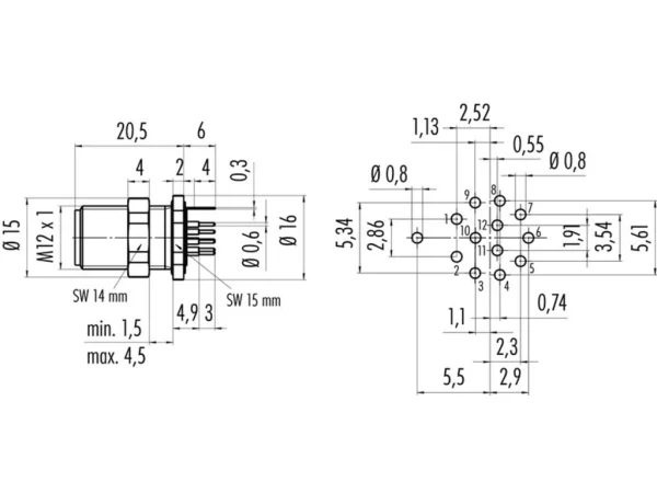 Male panel mount connector