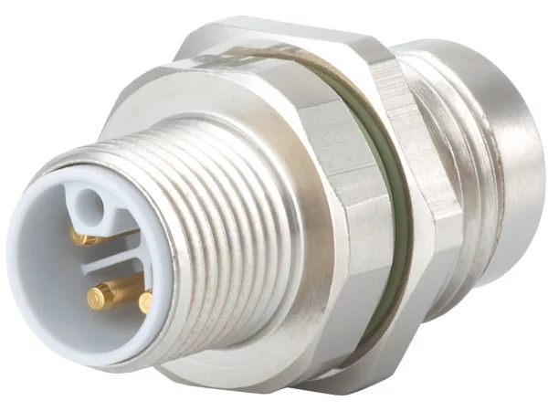 Panel connector male thread, single hole front mounted