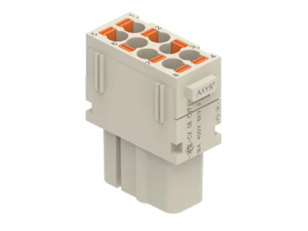 female insert, MIXO, 1 MU, 8p, silver, AXYR® push-in connection, 16A, 400V