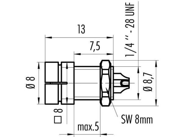 Male panel mount connector