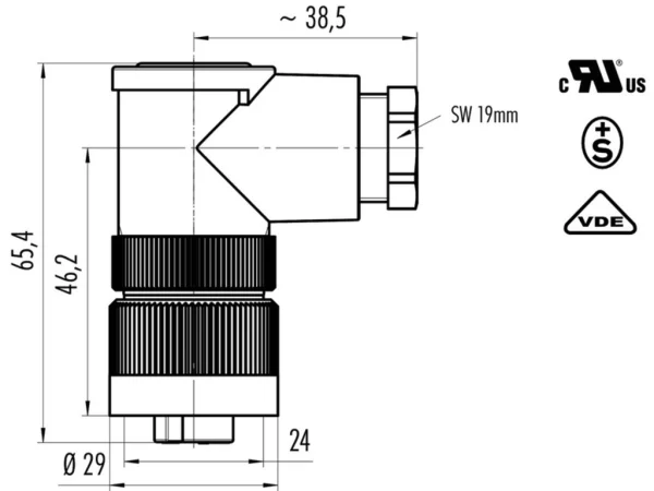 Female angled connector
