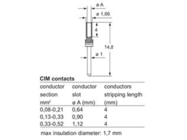 male contact, 0,52-0,75mm², silver, crimp, 5A, series CI