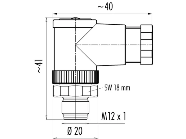 Male angled connector