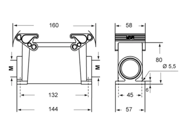 surface mounting housing, high, size 104.27, T-TYPE plastic, 2 levers, 2xM40 side, PE-jumper