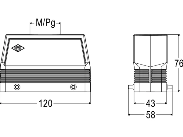 hood, high, size 104.27, C-TYPE alu, 4 pegs, 2xM32 top, no adaptor