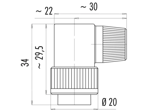 Male angled connector