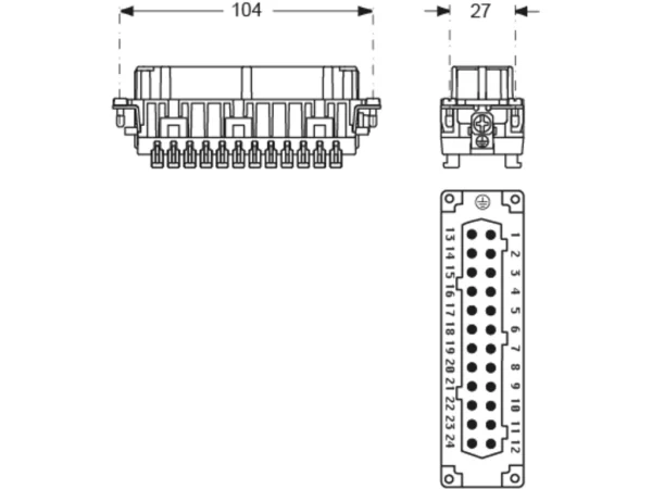 female insert, size 104.27, 24p+PE, SQUICH, 16A, 500V