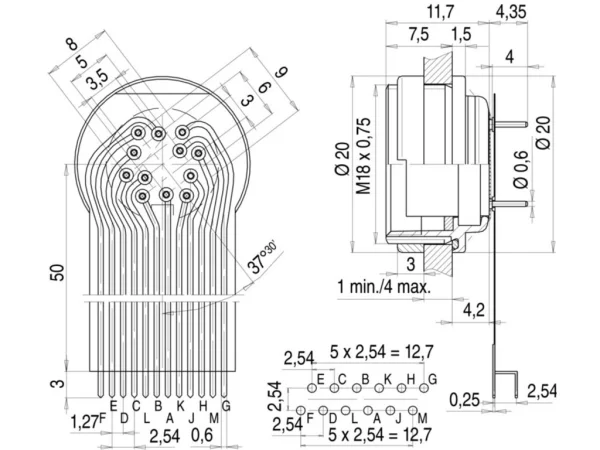 Female panel mount connector