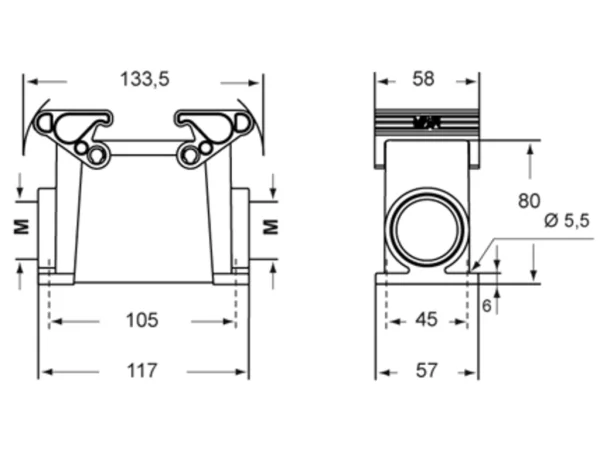 surface mounting housing, high, size 77.27, T-TYPE plastic, 2 levers, 2xM40 side, PE-jumper