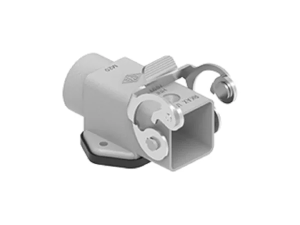 bulkhead mounting housing, angled, size 21.21, HNM alu, 1 lever stainless steel, 1xM20 side