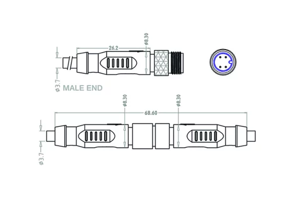 Mini C Male cable connector