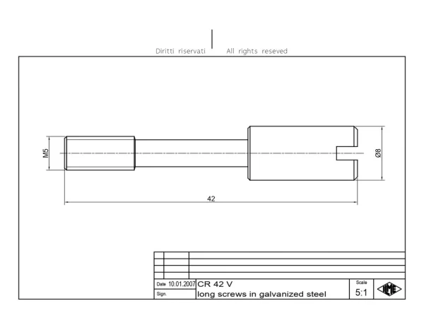 knurled screw,  steel zinc plated, long, for lever CRFS+CRSS, 2 pieces
