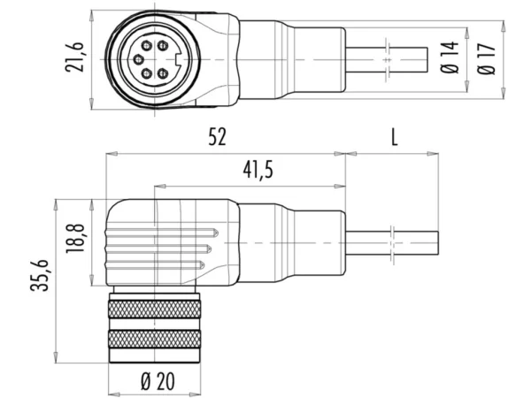 Female angled connector
