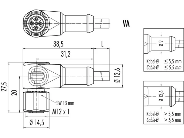 Female angled connector