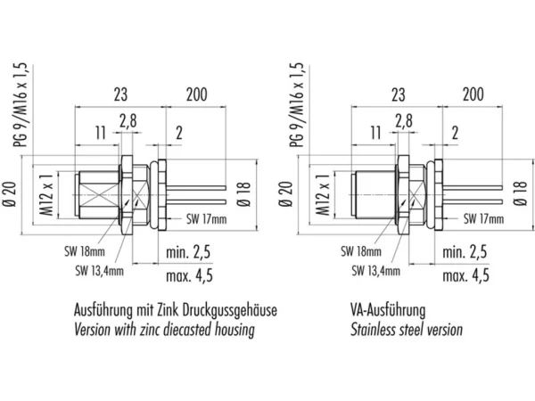 Male panel mount connector