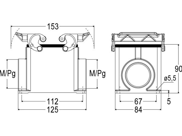 surface mounting housing, size 77.62, C-TYPE alu, 2 levers, 2xM40 side
