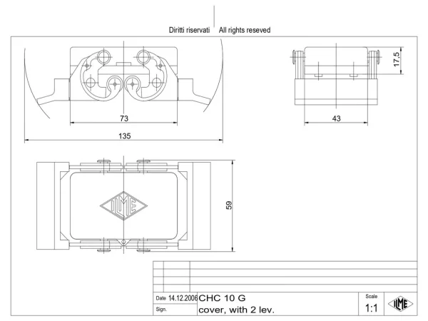 protection cover, size 57.27, alu, 2 levers, gasket, loop
