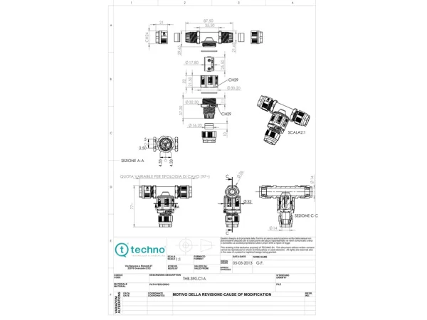 Mini joint connector T, Screw with wire protection