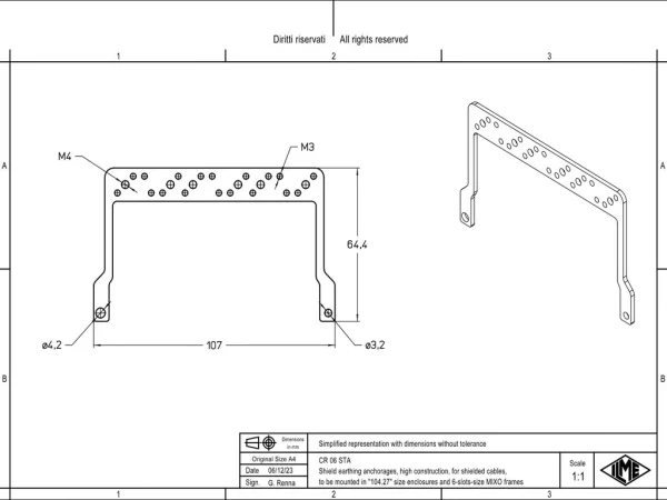 cable anchorage, for MIXO frames, for shielded cables, size 104.27