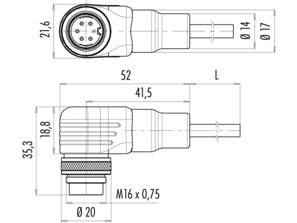 Male angled connector