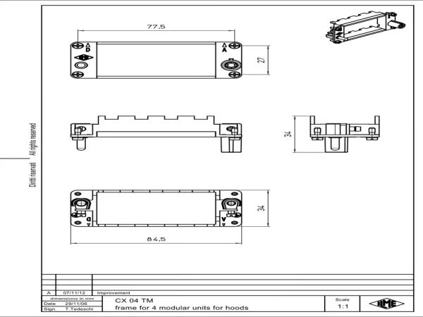 frame, size 77.27+size 77.62, MIXO steel zinc plated, for 4 MU, with PE-connection