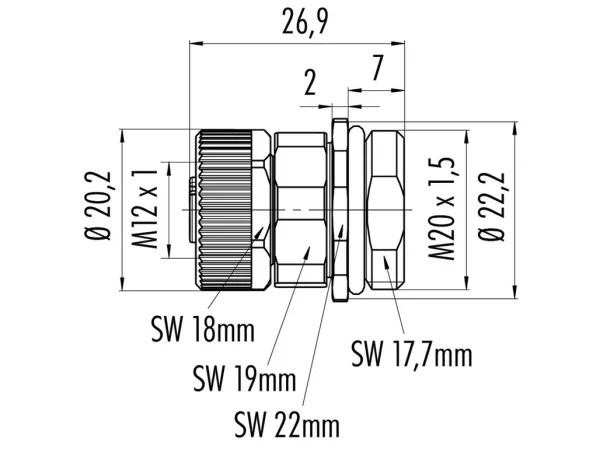 Female panel mount connector