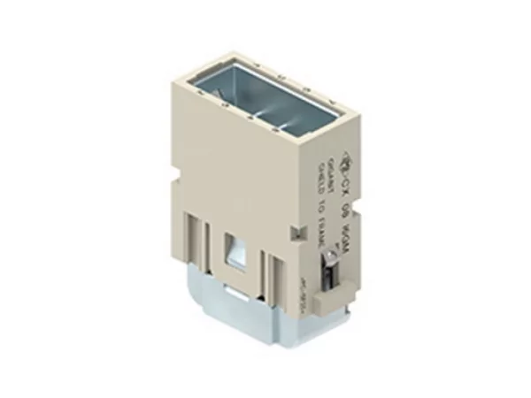 male insert, MIXO, 8p, crimp, 5A, 50V, gigabit, with contact to PE