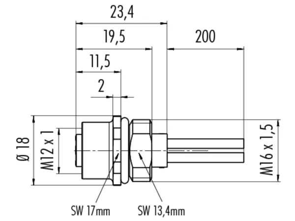 Female panel mount connector