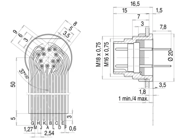 Male panel mount connector