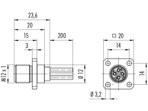 Male panel mount connector