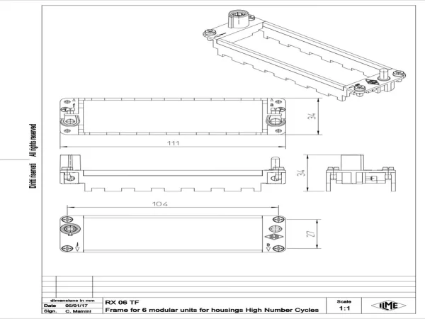 frame, size 104.27+size 104.62, MIXO HNM, for 6 MU, with PE-connection