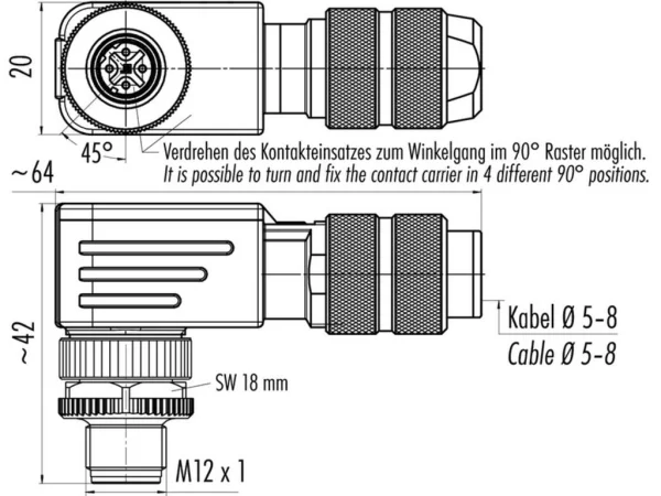 Male angled connector