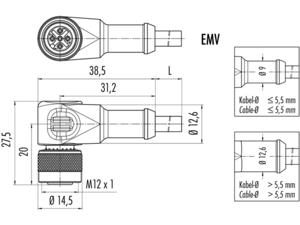 Female angled connector