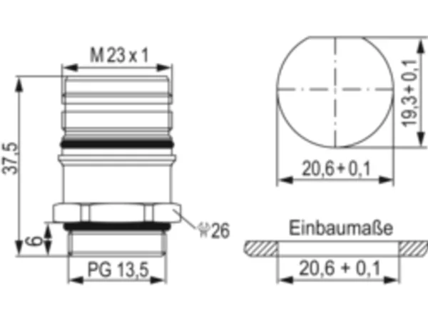 Panel Connector, Male Thread