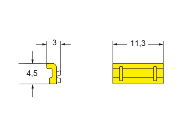 coding element, plastic, 4 coding possibilities, for female inserts CK and CKS 04, yellow