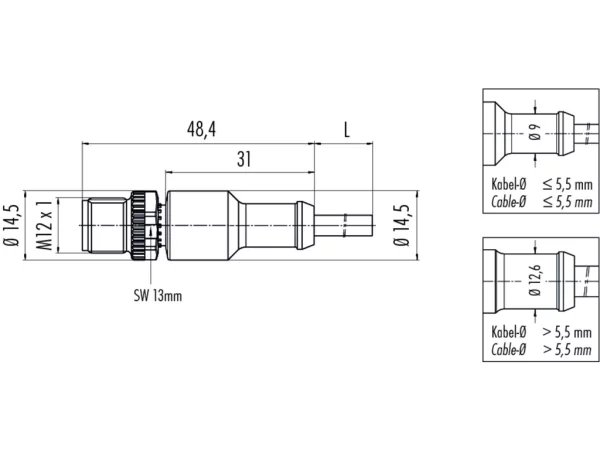 Male cable connector