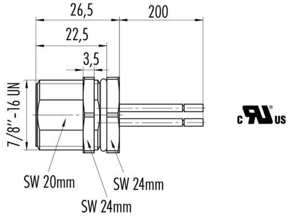 Male panel mount connector