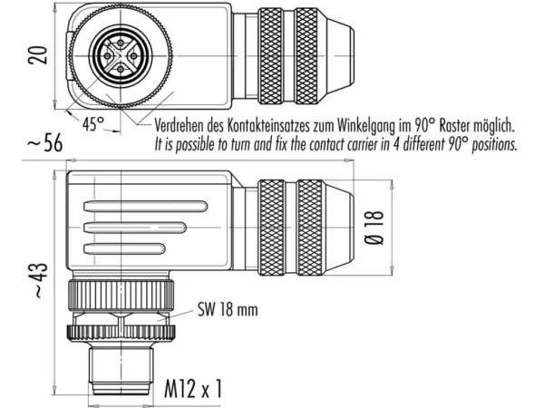 Male angled connector