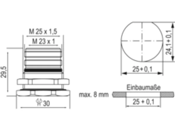 Panel Connector, Male Thread