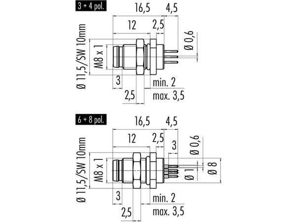 Male panel mount connector