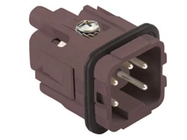 male insert, size 21.21, 4p+PE, silver, screw, 10A, 230/400V, 180°C