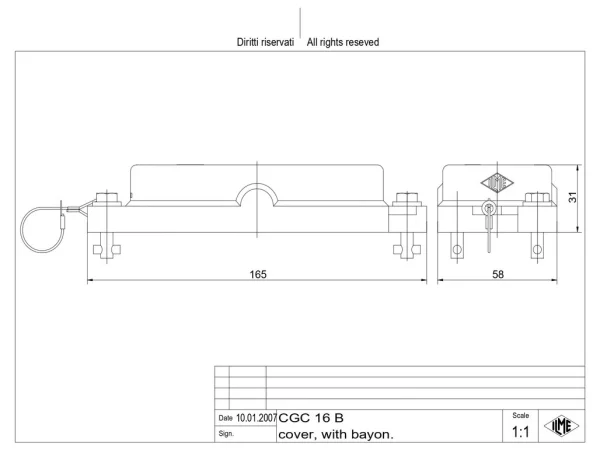 protection cover, size 77.27, IP68 alu, bayonet locking