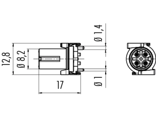 Female panel mount connector