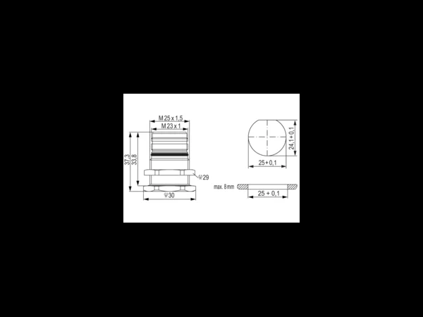 Panel Connector, Male Thread
