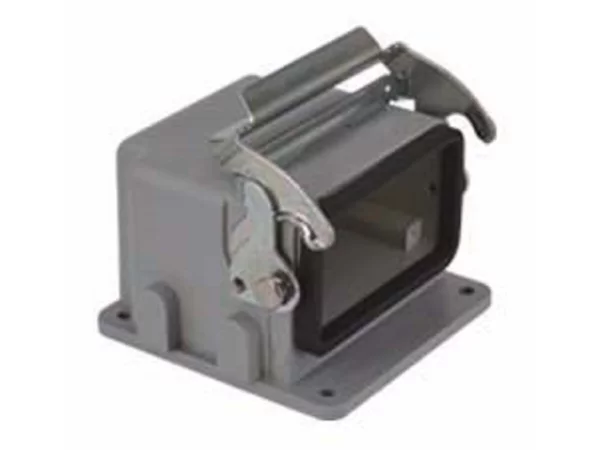 bulkhead mounting housing, angled, size 57.27, V-type alu, 1 lever, 1xM32 side