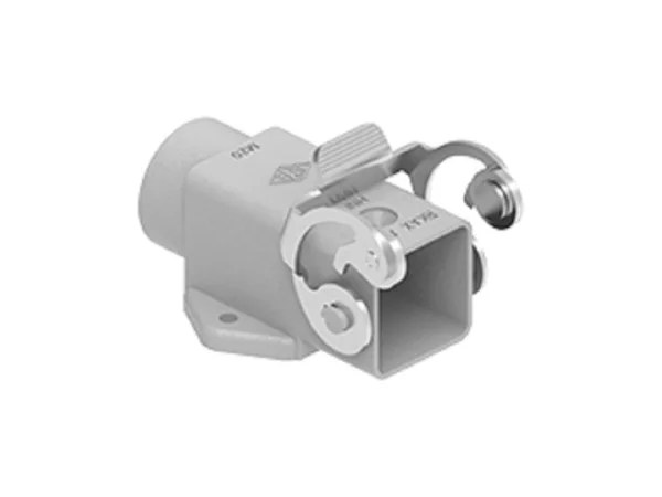 bulkhead mounting housing, angled, size 21.21, HNM alu, 1 lev. stainl. steel, 1xM20 side, closed bottom