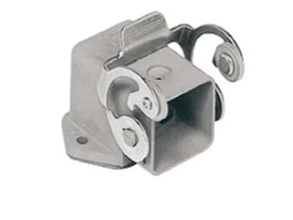bulkhead mounting housing, angled, size 21.21, EMC zinc, 1 lever stainless steel